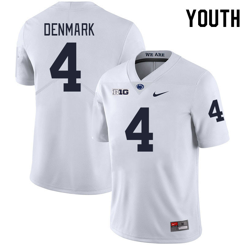 Youth #4 Tyseer Denmark Penn State Nittany Lions College Football Jerseys Stitched-White